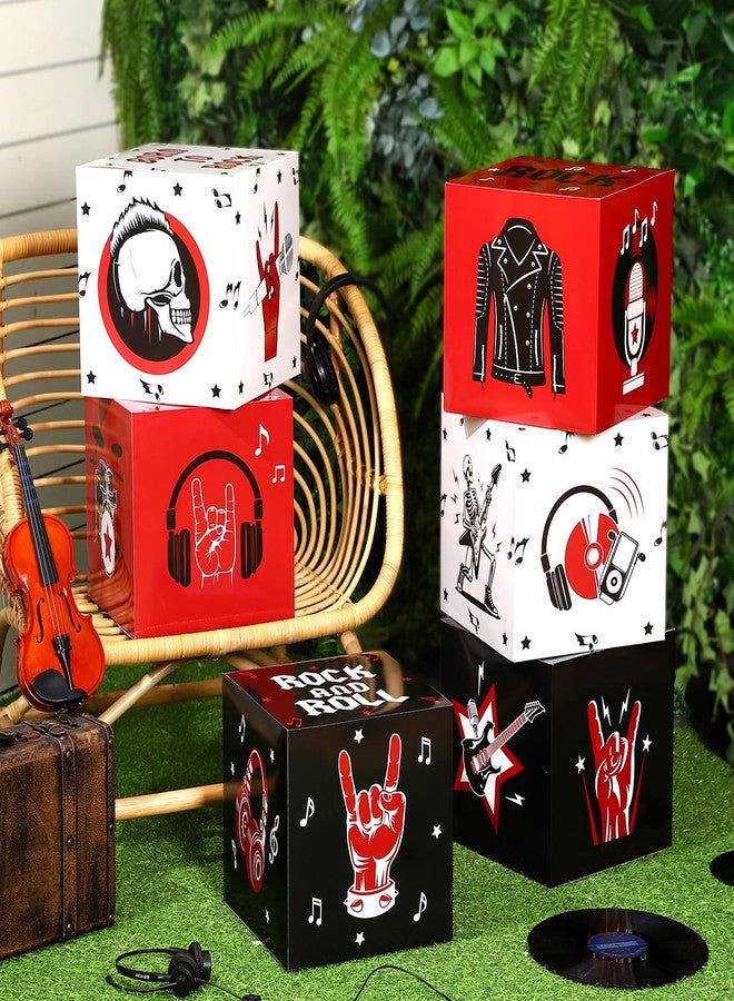 Fuyoooo 6 Pcs Large Rock and Roll Party Decorations Boxes 12 Inch Rock Music Birthday Balloon Cardboard Boxes Backdrop 80s 90s Retro Band Props for Party Supplies - Image 2